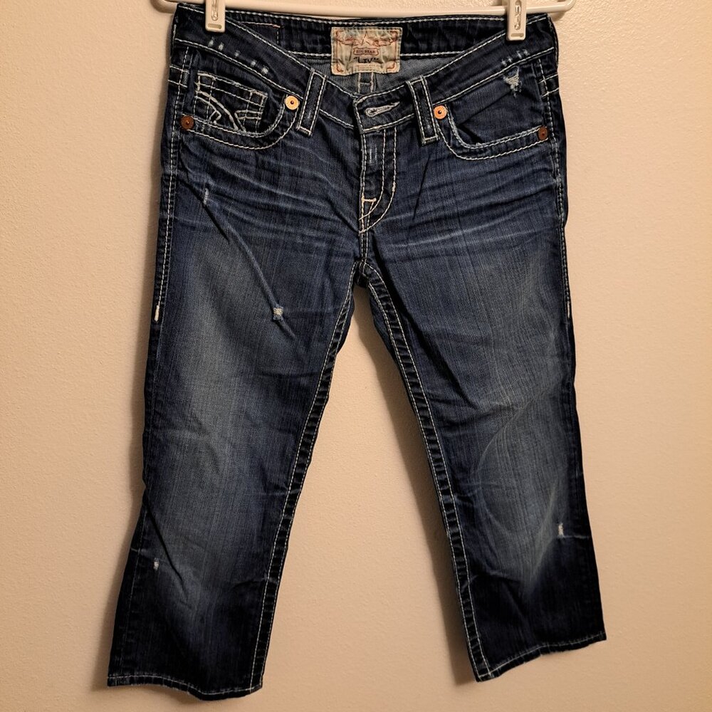 Big Star "LIV" Distressed Embroidered Pocket Denim Jean Capris, size 28 - Picture 11 of 13